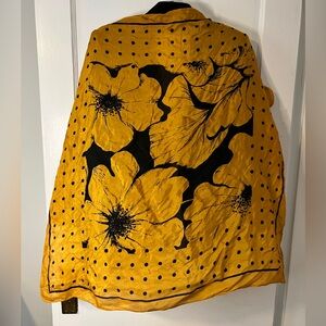 Vintage Gudi Floral Scarf - Mustard Yellow & Black